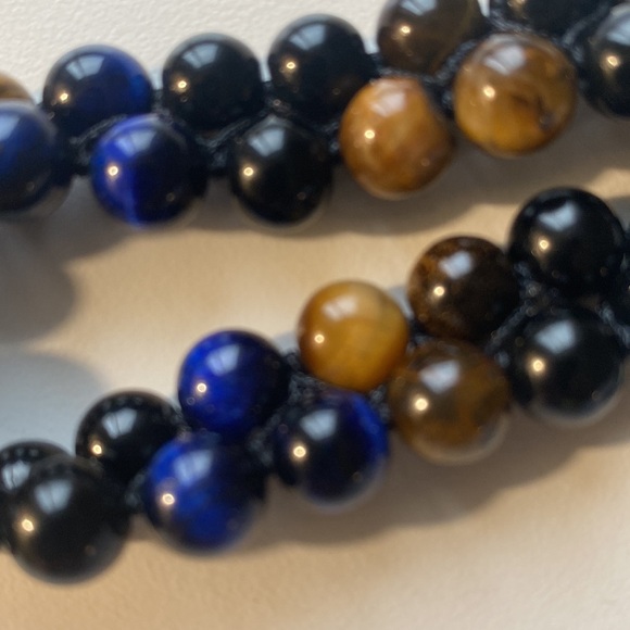 38 Blue and Yellow Tiger Eyed Double Beaded Bracelet - Picture 5 of 5